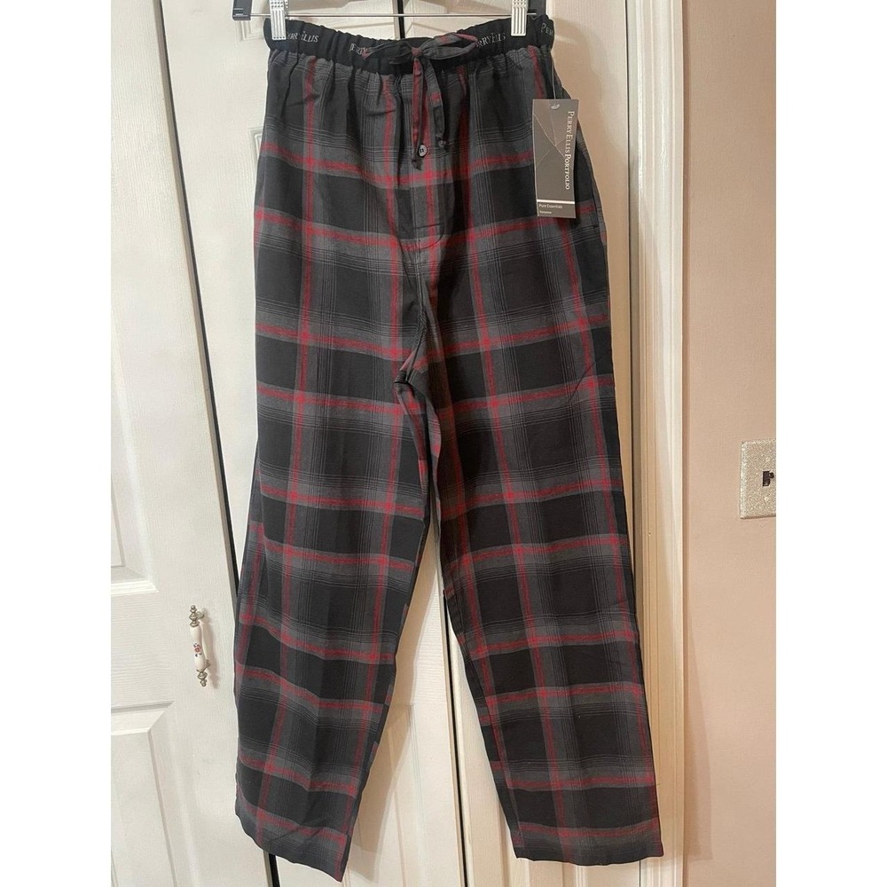 NWT Perry Ellis Portfolio Men's Fleece Plaid Pajama Pants Size Medium